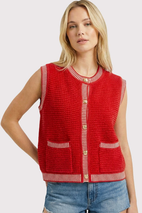 Color Accent Button Down Sweater Vest