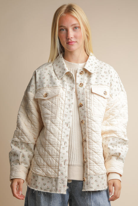 Floral & Knit Button Jacket