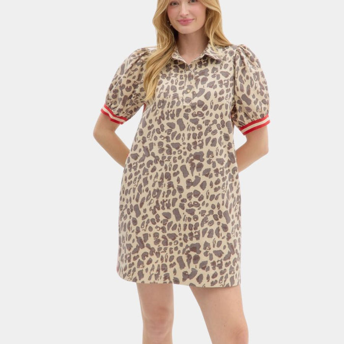 Cheetah Print Dress with Red Side Stripes