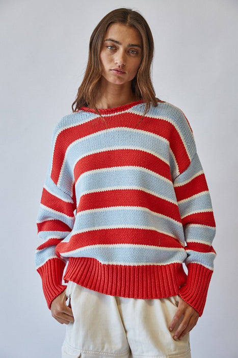 Rolled Edge Striped Sweater