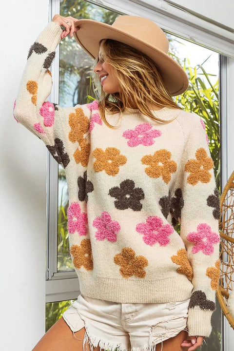Flower Embroidery Pullover