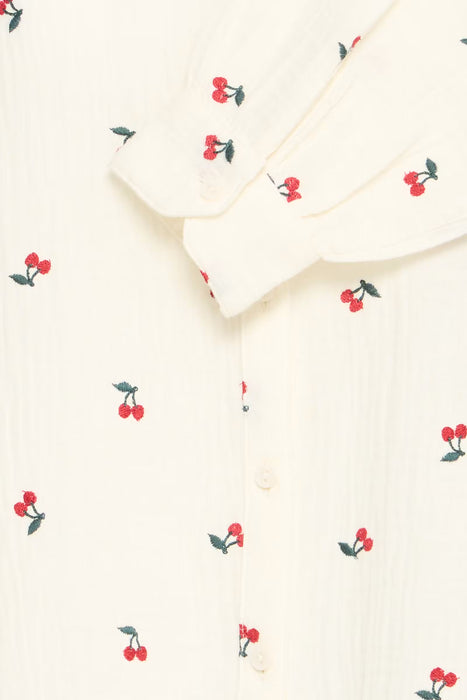 Cherry Print Button Down Collared Shirt