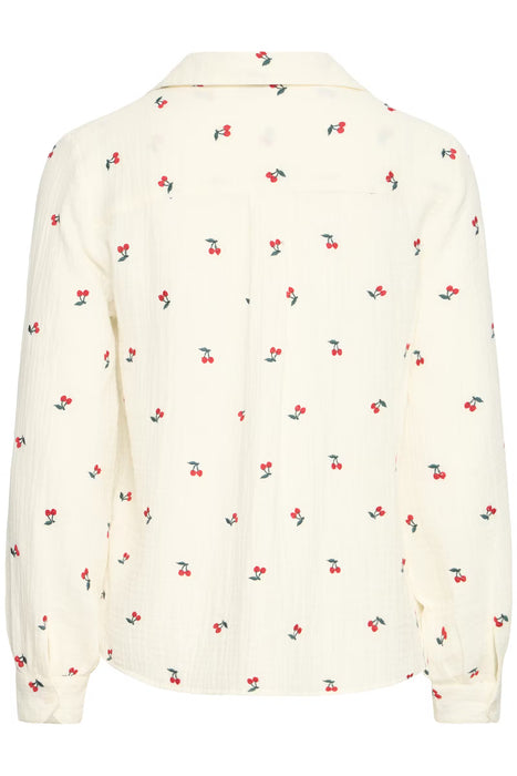 Cherry Print Button Down Collared Shirt