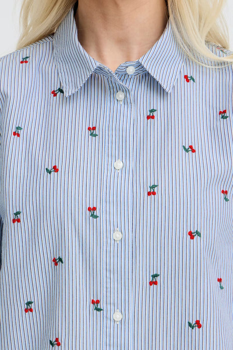 Cherry Embroidered Top