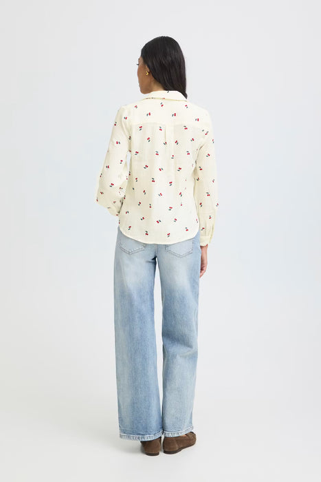 Cherry Print Button Down Collared Shirt