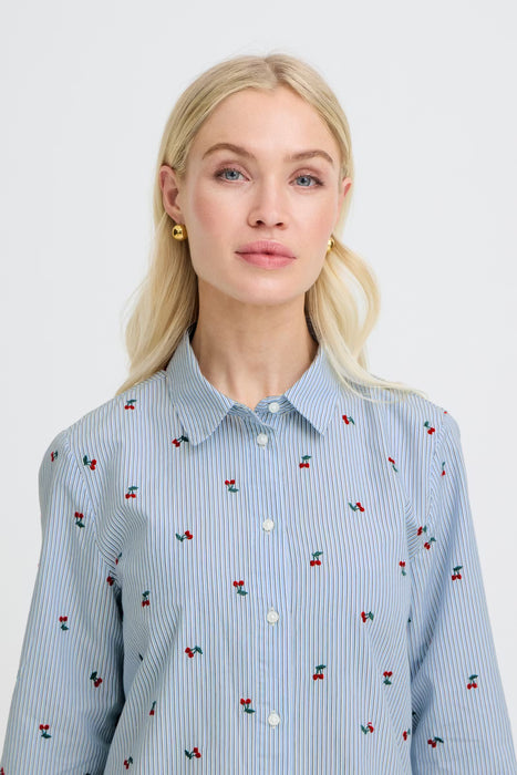 Cherry Embroidered Top