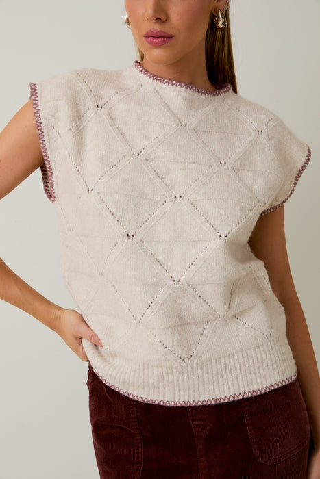 High Neck Wide Shoulder Sweater