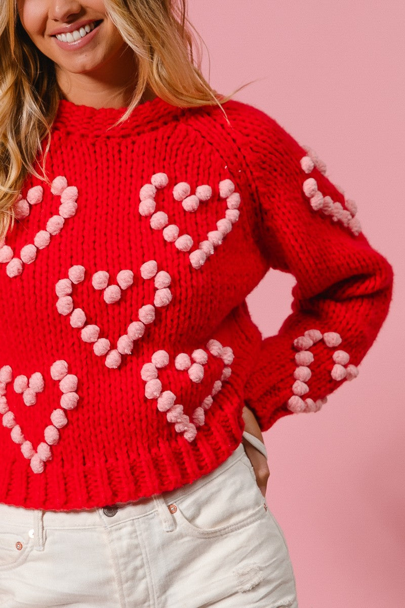 POM POM HEART SWEATER