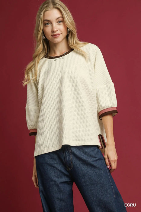 Thermal Top Brown Pink Edging