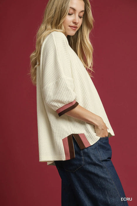 Thermal Top Brown Pink Edging