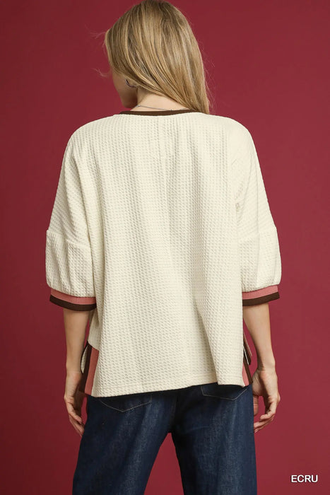 Thermal Top Brown Pink Edging