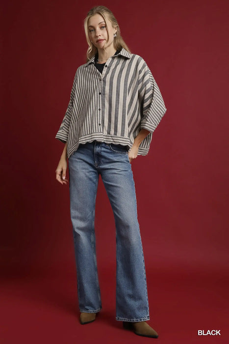 Scallop Bottom Striped Top