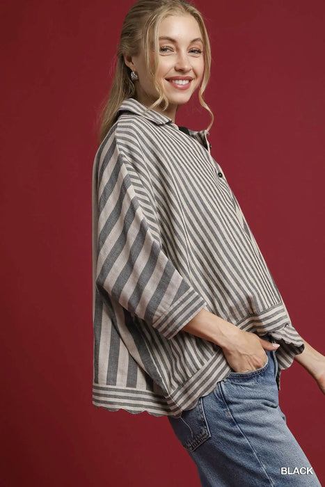 Scallop Bottom Striped Top
