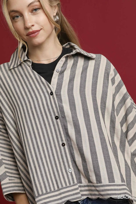 Scallop Bottom Striped Top