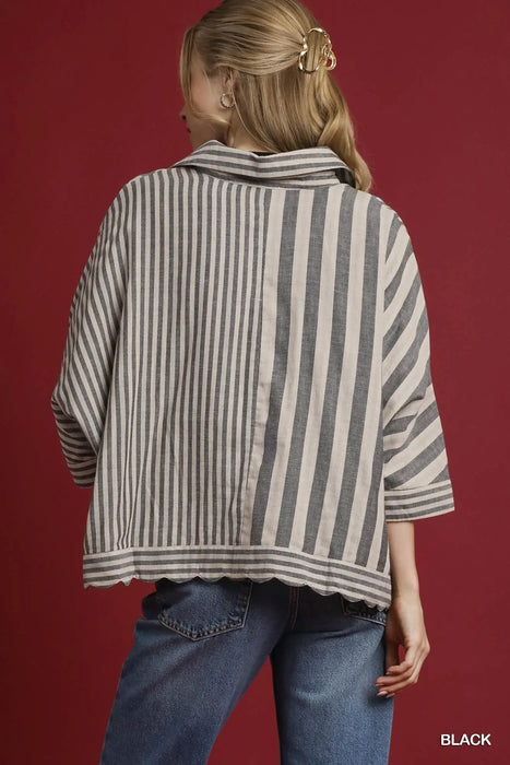 Scallop Bottom Striped Top