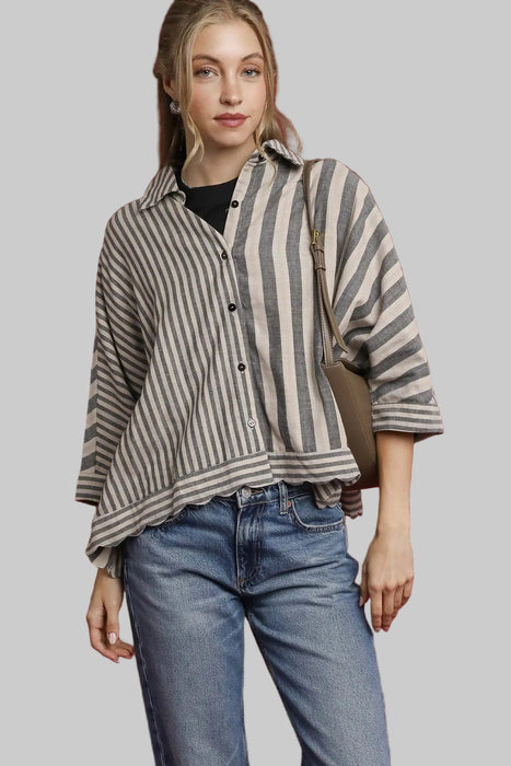 Scallop Bottom Striped Top
