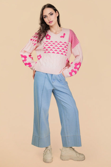 Front Seam Wide Leg Cropped Jeans