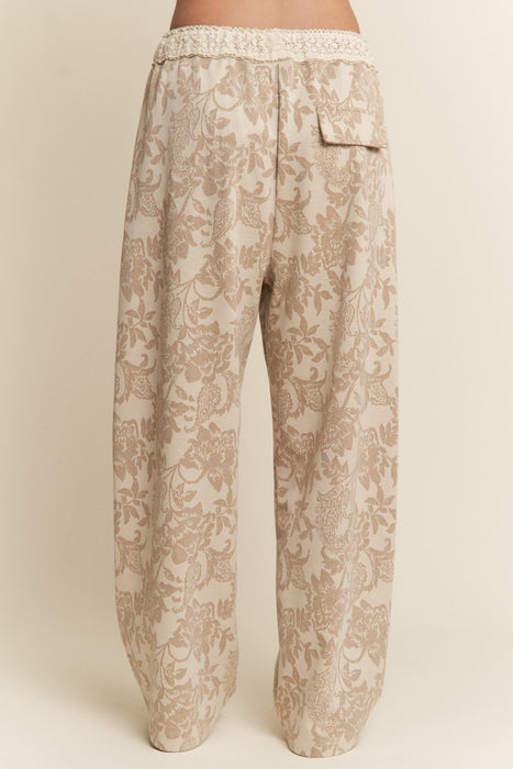 Floral Top and Wide Leg Pant lace contrast
