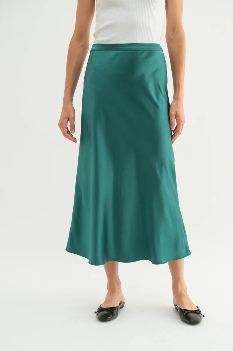 BASIC SATIN MIDI SKIRT