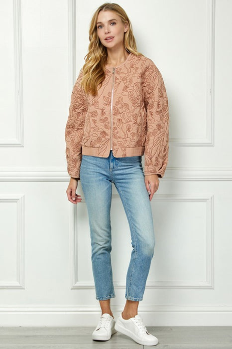 Floral Puff Jacket Rose
