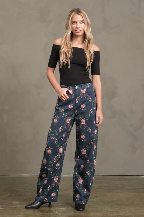 Floral Barrel Jeans