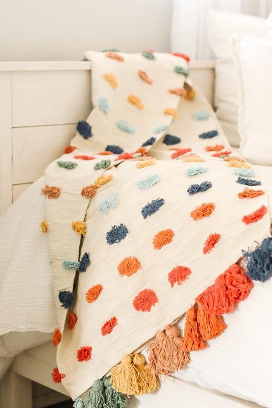 COTTON MULTI COLOR DOT THROW 60X50