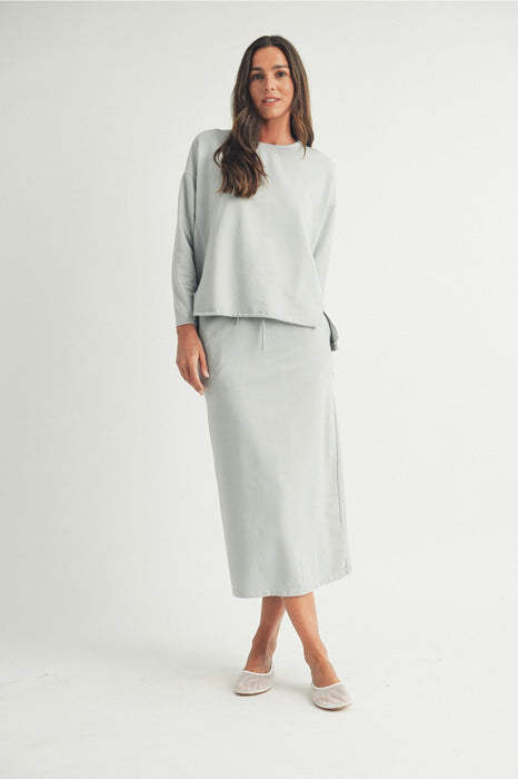 Jersey Top & Drawstring Midi Skirt Set