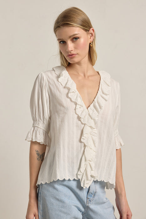 V Neck Ruffle Blouse