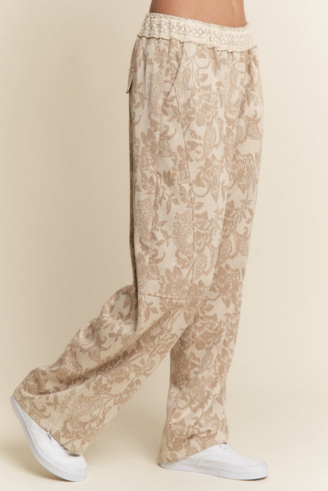 Floral Top and Wide Leg Pant lace contrast