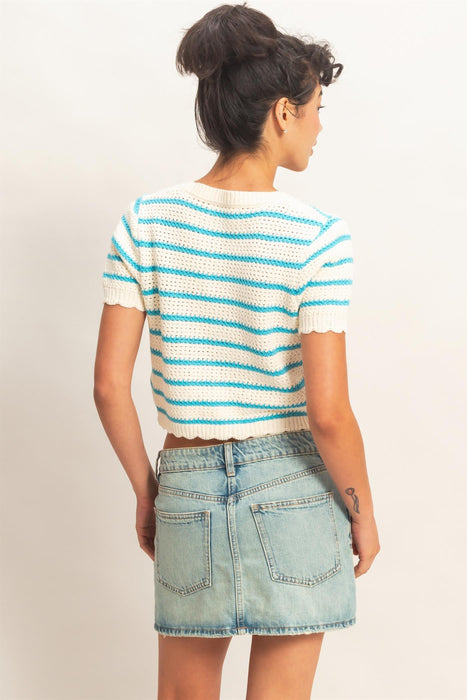Stripe Knit Button Up Sweater