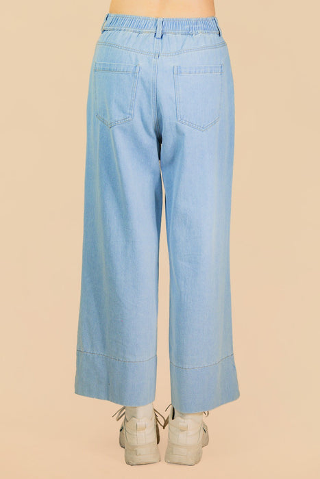 Front Seam Wide Leg Cropped Jeans
