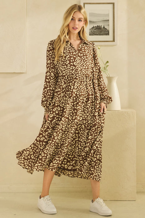 Leopard Loose Midi Dress