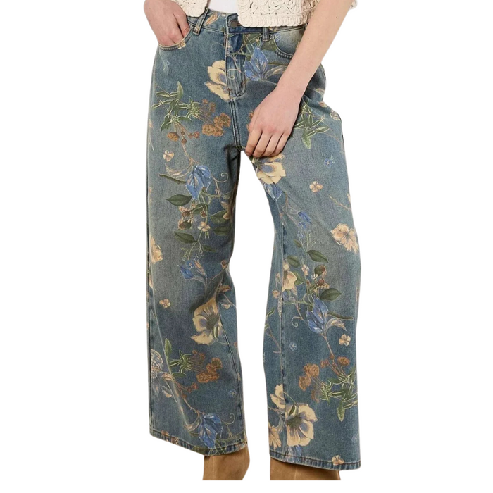 PRINTED ANKLE LENGTH DENIM