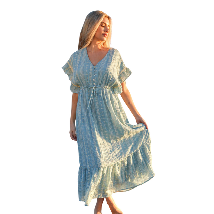 Ruffle SLV Eyelet Dress