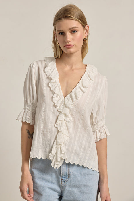 V Neck Ruffle Blouse