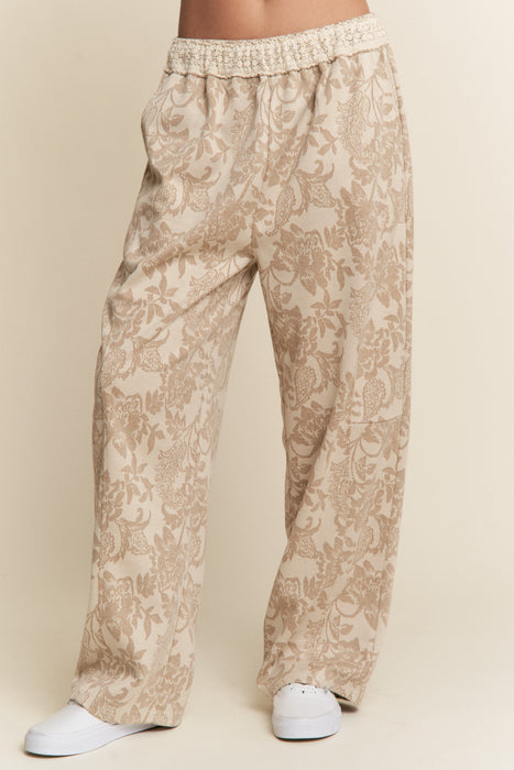 Floral Top and Wide Leg Pant lace contrast