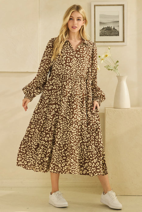 Leopard Loose Midi Dress