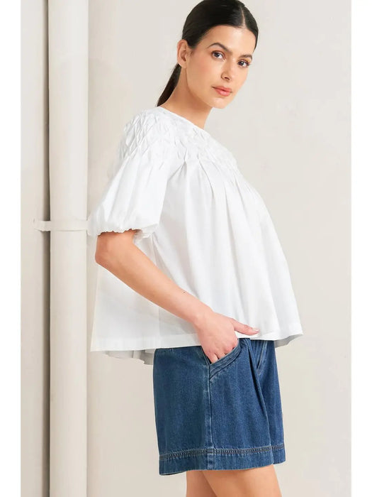 Honeycomb Bubble Sleeve Top