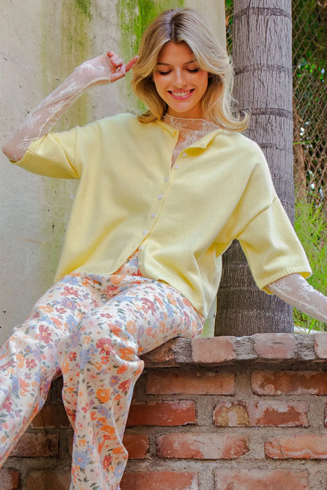 Button Down Half Sleeve Cardigan