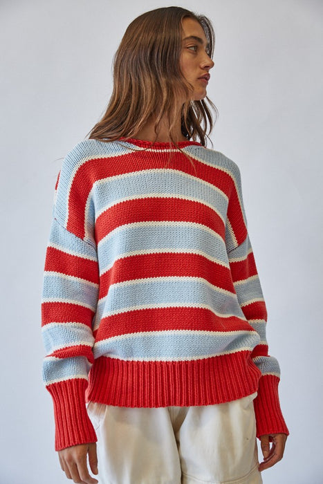 Rolled Edge Striped Sweater