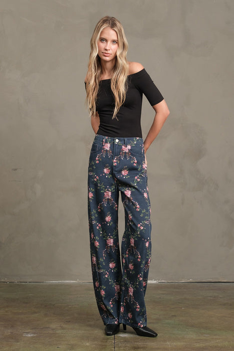 Floral Barrel Jeans
