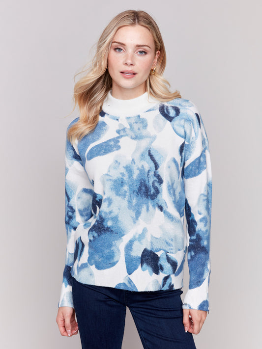 DROP SHOULDER PRINT SWEATER