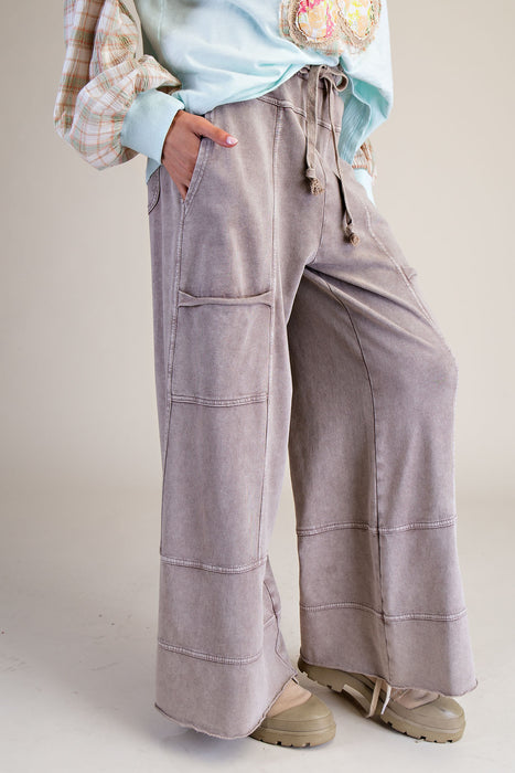 Mineral Washed Wide Leg Pant Mushroom