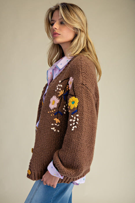 Flower Embroidery Detail Cardigan
