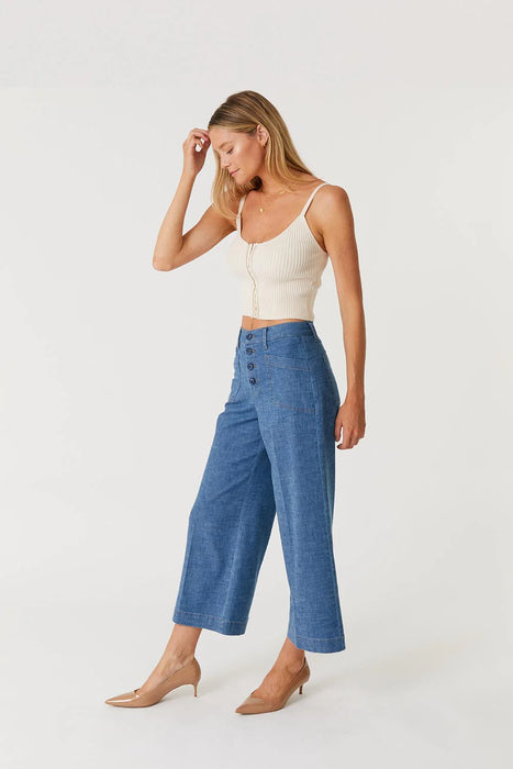 Sophia Exposed Button Wide Leg Pant