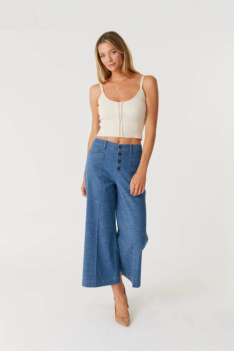 Sophia Exposed Button Wide Leg Pant