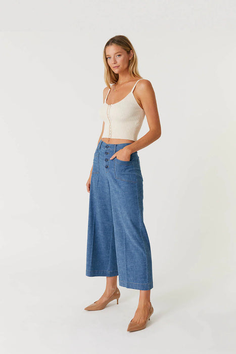 Sophia Exposed Button Wide Leg Pant