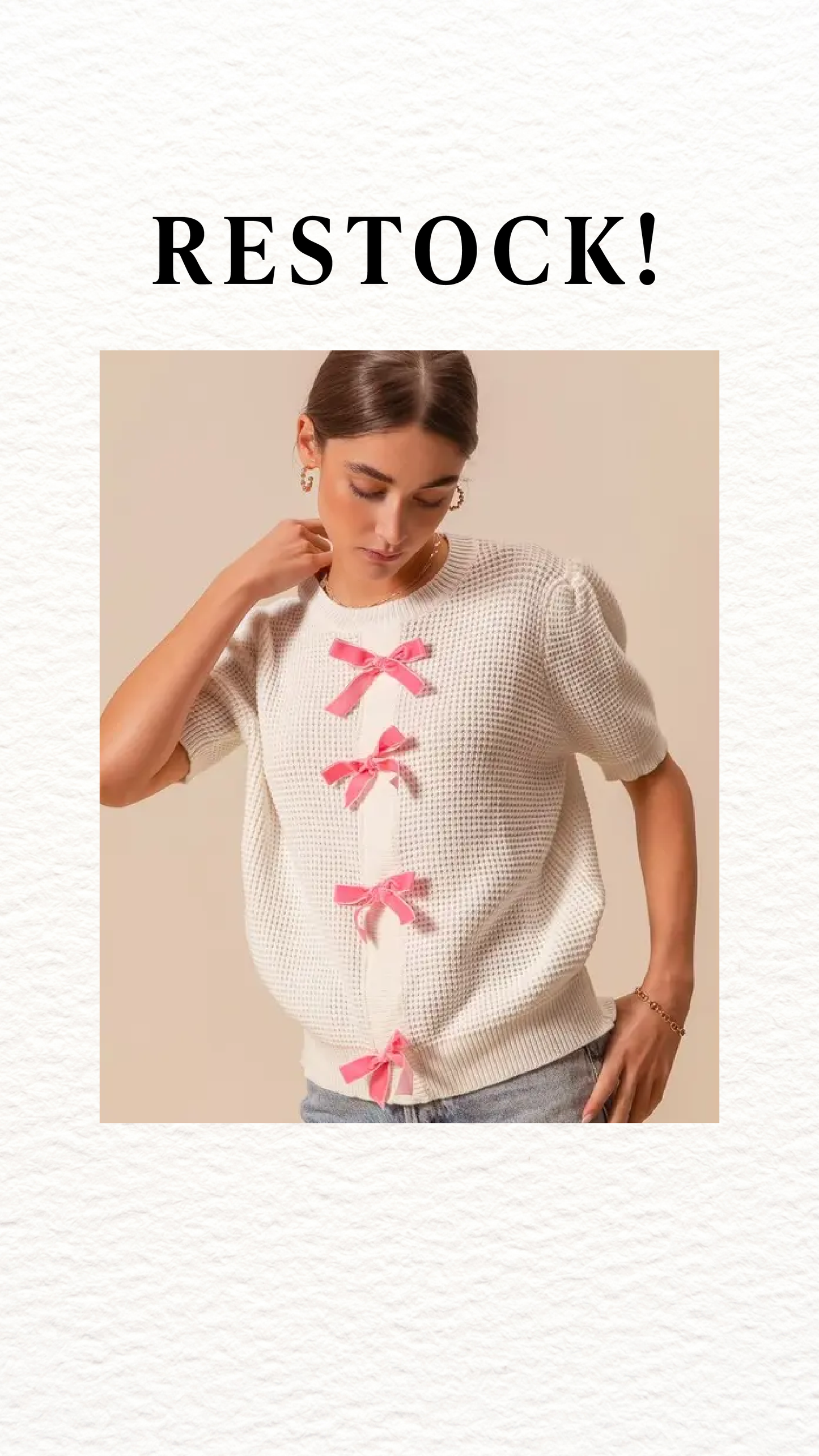 TEXTURED SWEATER W/ RIBBON FRONT