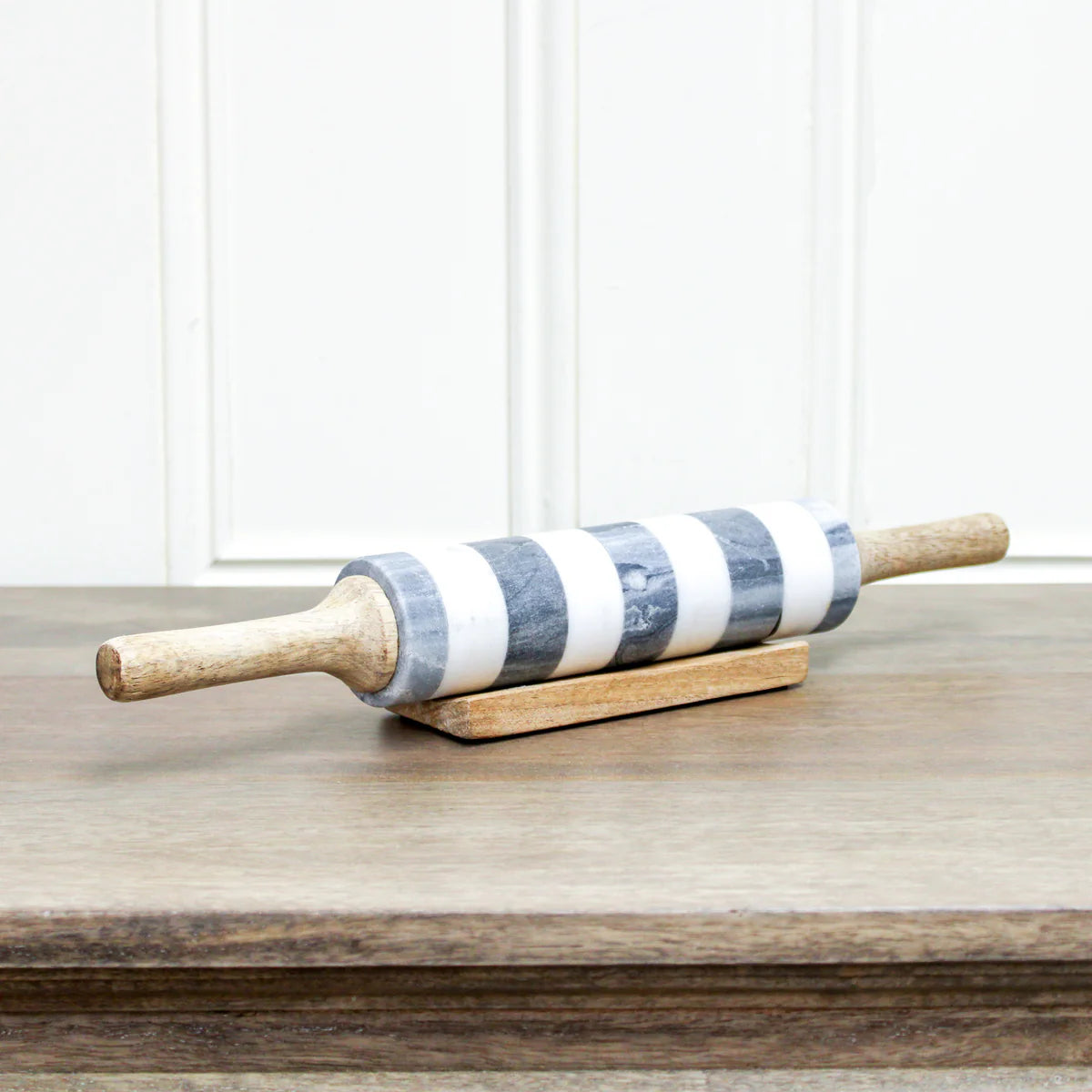 MARBLE STRIPED ROLLING PIN W/ MANGO WOOD HANDLES