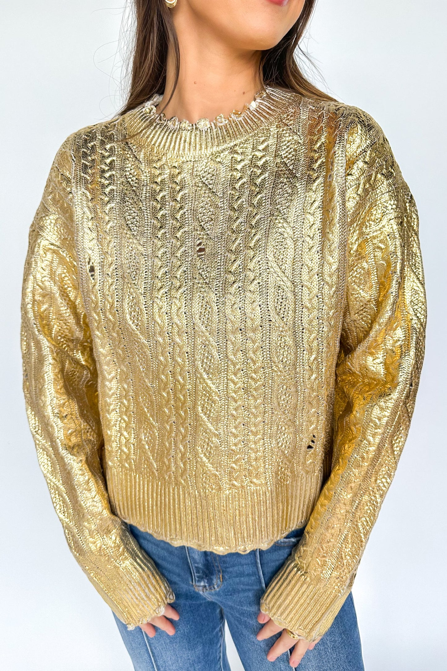 METALLIC KNIT SWEATER